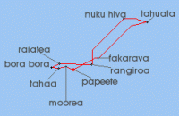 Cruise itinerary map for Silversea Cruises 11 Night Papeete (Tahiti) To Papeete (Tahiti) (140933)