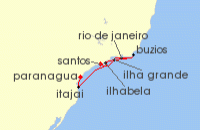 Cruise itinerary map for MSC Cruises 7 Night South America (139668)