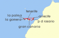 Cruise itinerary map for AIDA 9 Nacht Kanarische Inselwelt ab Fuerteventura (108061)