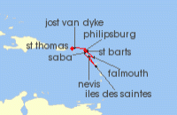Cruise itinerary map for SeaDream Yacht Club 7 Night Leeward Islands Discovery (115042)