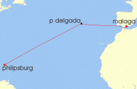 Cruise itinerary map for Star Clippers 20 Night Eastbound Atlantic Ocean Crossing (128678)