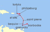 Cruise itinerary map for Seabourn 7 Night Yachtsmans Caribbean (130099)