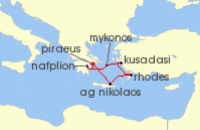 Cruise itinerary map for Silversea Cruises 7 Night Athens (Piraeus) To Athens (Piraeus) (126856)