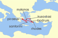 Cruise itinerary map for Royal Caribbean Cruises 7 Night Greek Isles & Turkey Cruise (140176)