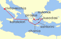 Cruise itinerary map for Royal Caribbean Cruises 7 Night Best Of Greece Cruise (127346)