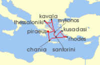 Cruise itinerary map for Celebrity Cruises 10 Night Best of Greece (128121)