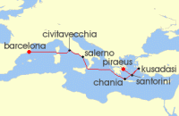 Cruise itinerary map for Royal Caribbean Cruises 8 Night Best Of Greece & Italy Cruise (140174)