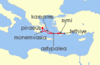 Cruise itinerary map for Star Clippers 7 Night Authentic Greek Escape (141825)