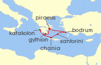 Cruise itinerary map for Silversea Cruises 7 Night Athens (Piraeus) To Athens (Piraeus) (126858)