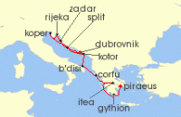 Cruise itinerary map for Seabourn 14 Night Ancient Greek Ports, Italy & Dalmatian Gems (137344)