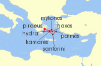 Cruise itinerary map for SeaDream Yacht Club 7 Night Yachting the Greek Isles (135385)