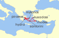 Cruise itinerary map for Celebrity Cruises 7 Night Best of Greece (128110)
