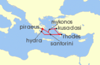 Cruise itinerary map for Celebrity Cruises 8 Night Best of Greece (137280)