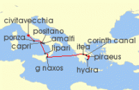Cruise itinerary map for SeaDream Yacht Club 10 Night Greece & Italian Discovery (125923)