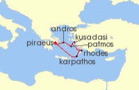Cruise itinerary map for Star Clippers 7 Night Greek Island Odyssey (141822)