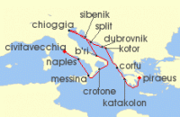 Cruise itinerary map for Viking Cruises 14 Night Italy, The Adriatic & Greece (131885)