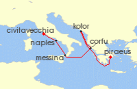 Cruise itinerary map for Holland America Line 7 Night Mediterranean Splendor: Naples With History Channel (135459)
