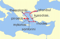 Cruise itinerary map for Celebrity Cruises 11 Night Best of Greece & Turkey (128126)
