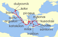 Cruise itinerary map for Celestyal Cruises 14 Night Mediterranean Icons(East to West) (139587)