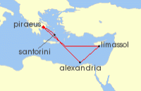Cruise itinerary map for Royal Caribbean Cruises 7 Night Greece, Egypt & Cyprus Cruise (140172)