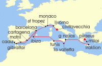Cruise itinerary map for Explora Journeys 19 Night An Extended Journey of Mediterranean Marvels & Spirited Streets (138138)