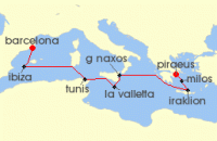 Cruise itinerary map for Explora Journeys 9 Night A Journey through the Marvels of the Mediterranean & Spirited Modern Cities (136423)