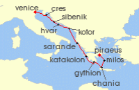 Cruise itinerary map for Star Clippers 11 Night Croatia, Albania & Greece 2 (141741)