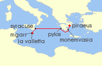 Cruise itinerary map for Star Clippers 6 Night Sicily & Greece (141704)