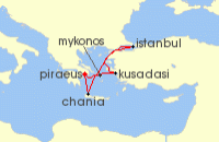 Cruise itinerary map for Royal Caribbean Cruises 7 Night Best Of Greece & Turkey Cruise (140190)
