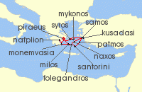 Cruise itinerary map for Windstar Cruises 14 Night Star Collector: Greek Classics & Hidden Gems Unveiled (138399)