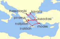 Cruise itinerary map for Celebrity Cruises 10 Night Best of Greece (124424)