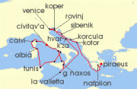 Cruise itinerary map for Seabourn 24 Night Mediterranean Mosaic: Croatia, Corsica & Italy (137351)