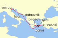 Cruise itinerary map for Explora Journeys 7 Night A Journey of Legendary Sights & Romantic Shores (136153)