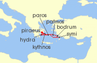 Cruise itinerary map for SeaDream Yacht Club 7 Night Turkey & the Greek Isles (141334)