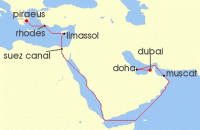 Cruise itinerary map for MSC Cruises 15 Night MSC Grand Voyages (133293)