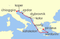 Cruise itinerary map for Viking Cruises 9 Night Empires Of The Mediterranean (142781)
