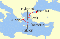 Cruise itinerary map for Regent Seven Seas Cruises 7 Night Grecian & Turkish Wonders Athens (Piraeus) To Istanbul (123702)
