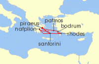 Cruise itinerary map for Silversea Cruises 7 Night Athens (Piraeus) To Athens (Piraeus) (139890)