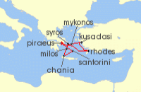 Cruise itinerary map for Silversea Cruises 9 Night Athens (Piraeus) To Athens (Piraeus) (139917)