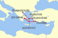 Cruise itinerary map for Celebrity Cruises 8 Night Best of Greece (128118)
