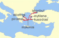Cruise itinerary map for Explora Journeys 7 Night A Journey of Greek Treasures & Soulful Shores (135970)