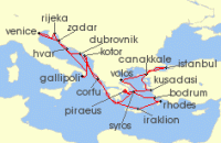 Cruise itinerary map for Explora Journeys 21 Night An Extended Journey of Myth, Majesty & Coastal Wonder (136323)