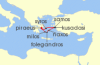 Cruise itinerary map for Windstar Cruises 7 Night Off The Beaten Path Greek Islands (123644)