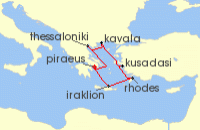 Cruise itinerary map for Celebrity Cruises 10 Night Best of Greece (128120)