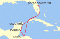 Cruise itinerary map for MSC Cruises 7 Night Western Caribbean & Bahamas (133102)
