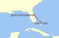 Cruise itinerary map for Royal Caribbean Cruises 2 Night Perfect Day Getaway Cruise (80221)
