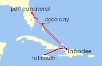 Cruise itinerary map for Royal Caribbean Cruises 6 Night Western Caribbean & Perfect Day (114937)
