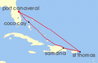 Cruise itinerary map for Royal Caribbean Cruises 7 Night Perfect Day At Cococay & Caribbean (140481)