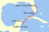 Cruise itinerary map for Celebrity Cruises 7 Night Mexico & Key West  (140988)