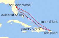 Cruise itinerary map for Princess Cruises 7 Night Eastern Caribbean With Puerto Rico (140960)